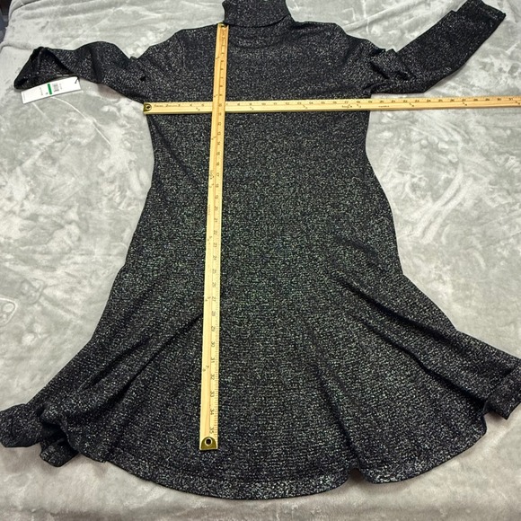 Calvin Klein Dress Womens L Black Metallic Sparkle‎ Long Sleeve Turtleneck - Picture 5 of 7